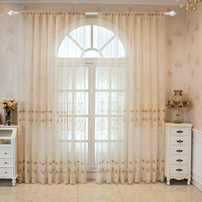 WINYY European Style Sheer Curtain, 1 Panel Voile Rod Pocket Top Window Drape for Bedroom Living Room, 52"x84"