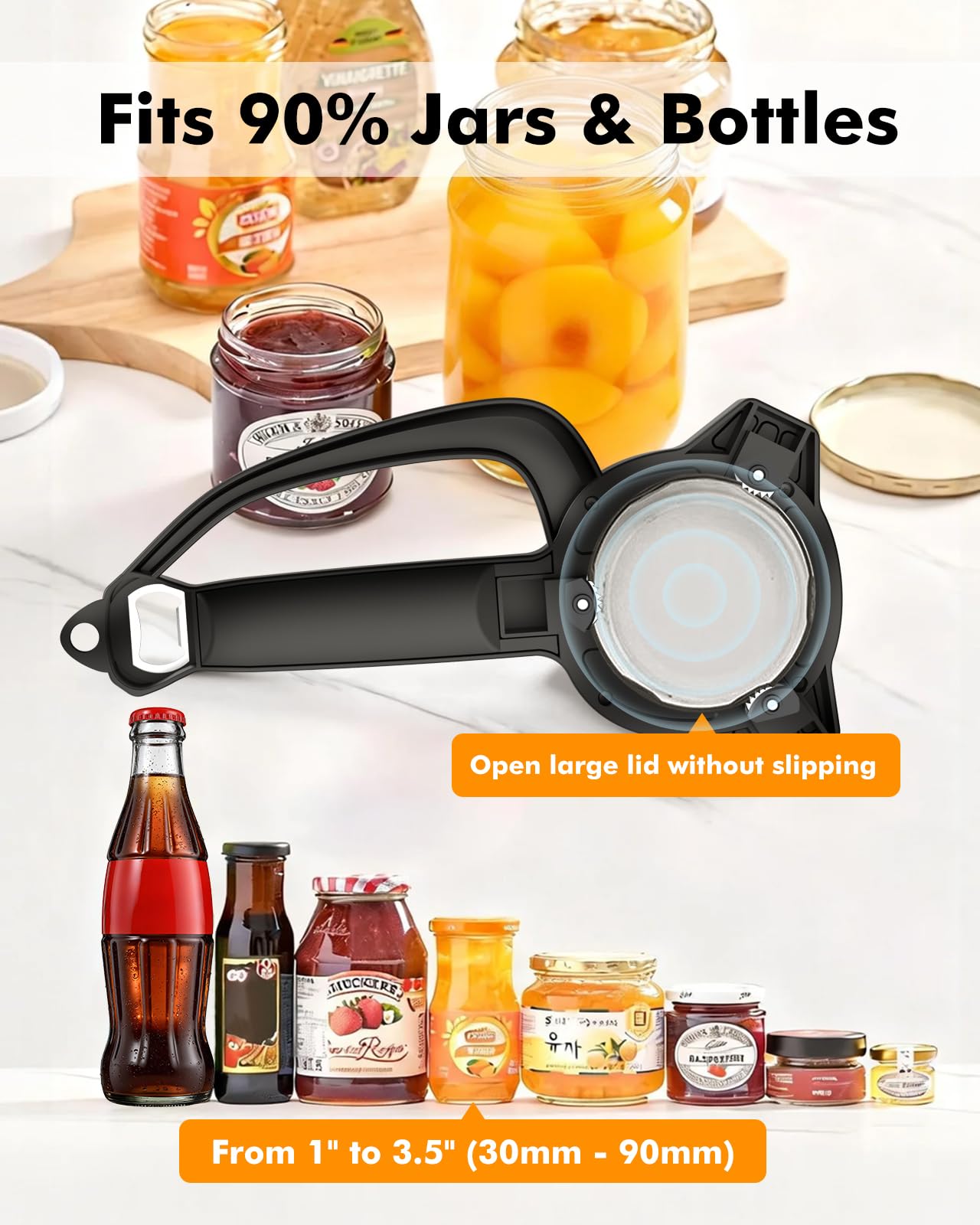 AMOSA Electric Jar Opener with Gripper Pad, Auto-Tighten & Manual Twist Jar Lid Opener, Lid Opener & Bottle Opener for Seniors, Arthritis Sufferers, Weak Hands