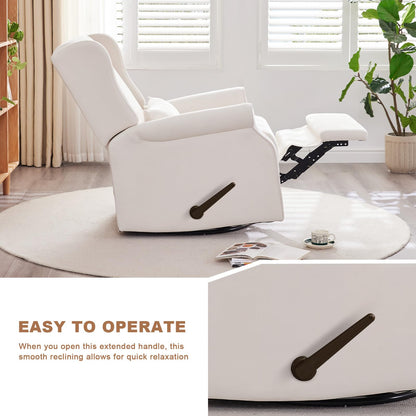 Eiayeebil Nursery Swivel Glider Recliner,Rocking Chair Nursery with Footrest,Rocking Recliner Chair for Nursery,Glider Rocker Recliner for Living Room & Bedroom,Beige