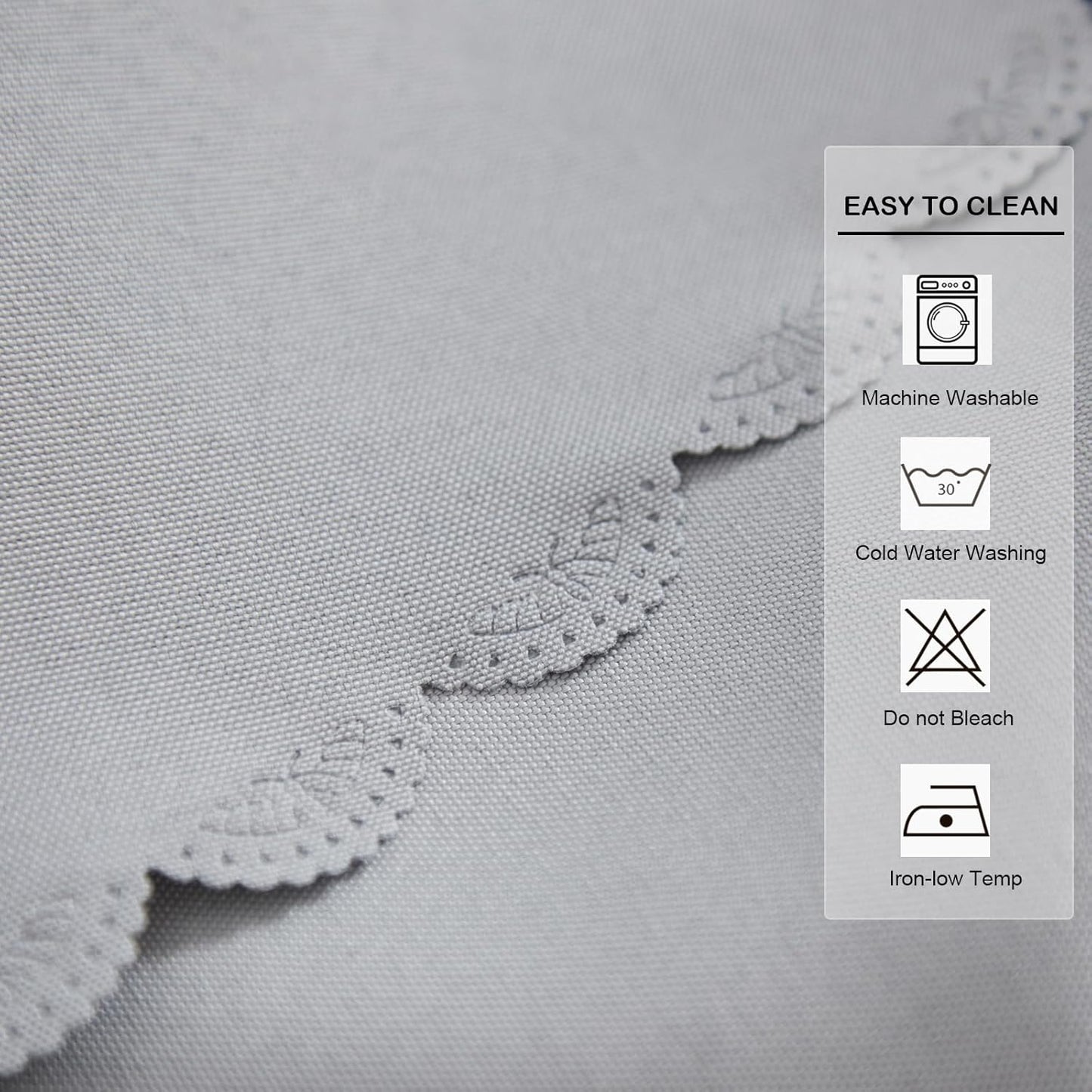24 24 Inch Small Square Grey Tablecloth x Polyester Fabric Washable Table Cover Decorative Wrinkle Resistant Solid