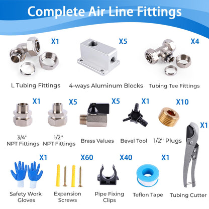 Shop Air Line Kit 3/4" × 100'&200'&300' HDPE-Aluminum-HDPE Air Tubing, Compressed Air Line Kit for Air Compressor Accessories, Leak Proof& Easy to Install Air Compressor Kit