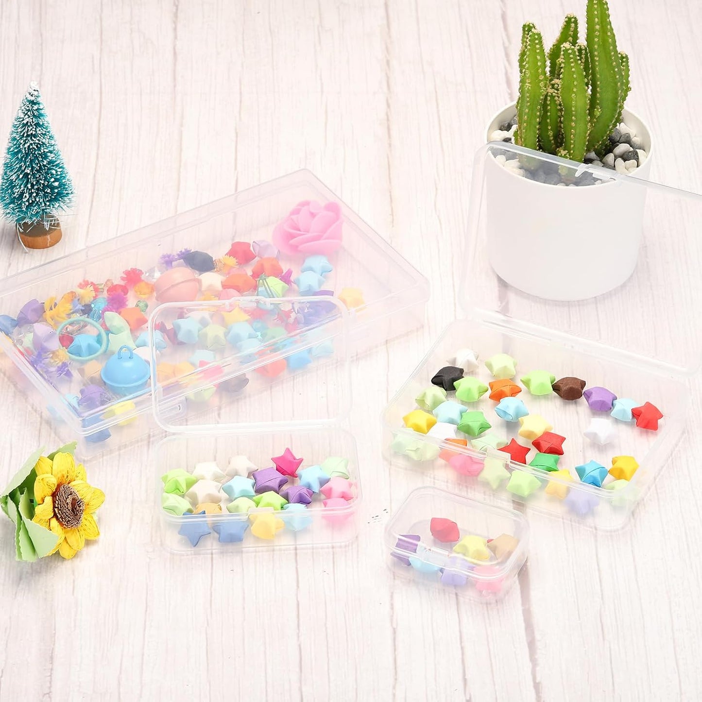 PATIKIL 6.5x4.5x2.5in Clear Storage Box, 12Pack Plastic Stackable Rectangle Organizer for Bead Jewelry and Crafts