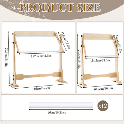 Colingmill Needlework Table and Adjustable Embroidery Stand, Cross Stitch Hoop Stand, Beech Wood Tapestry Cross Stitch Embroidery Frame Holder 21.5 x 16.3 and 44.3 x 16.3