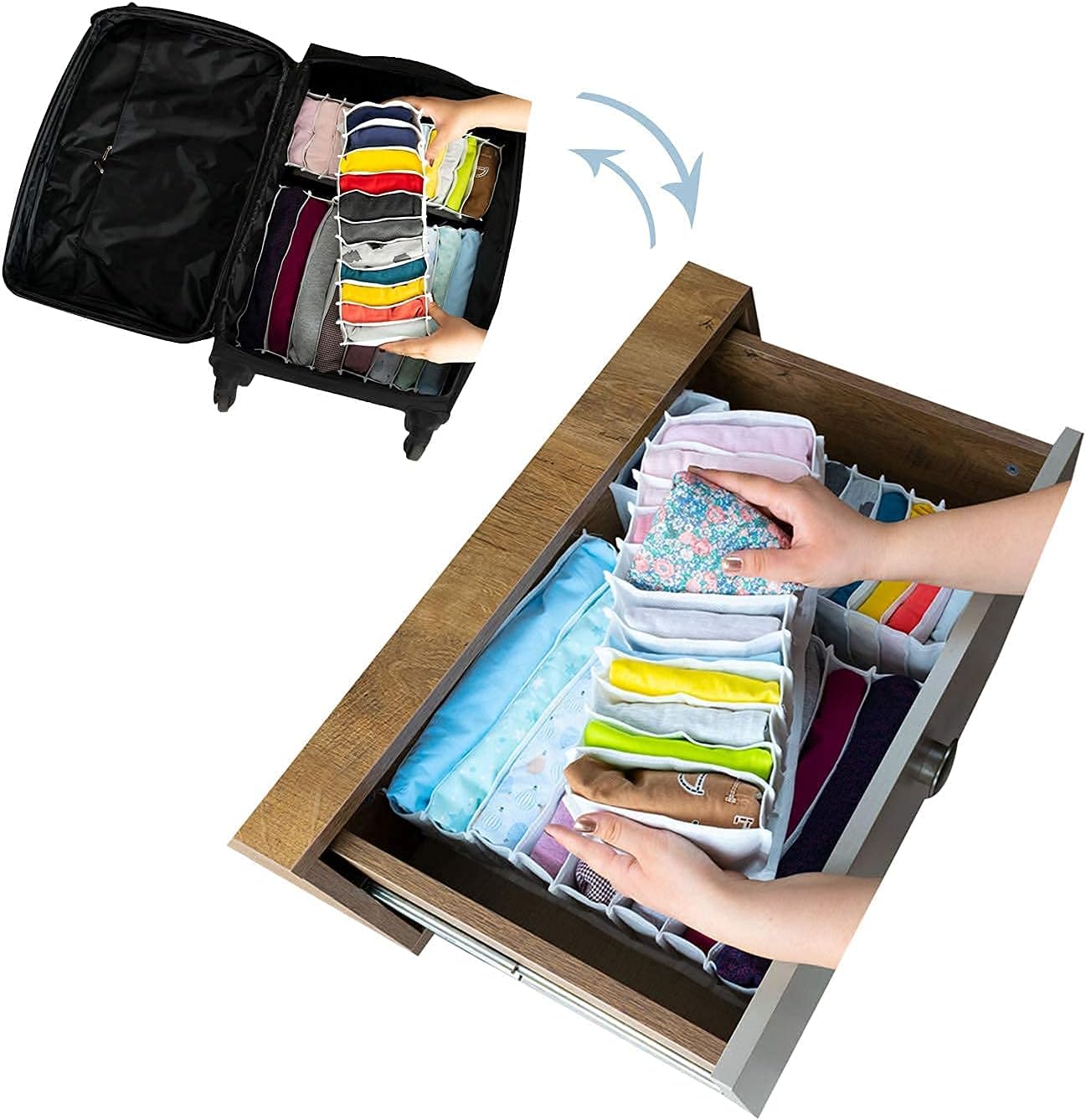 Drawer Organizer for Baby Clothes, Accordion Drawer Dividers Organizers, Storage Box for Onesies, Underwear, Socks, Set