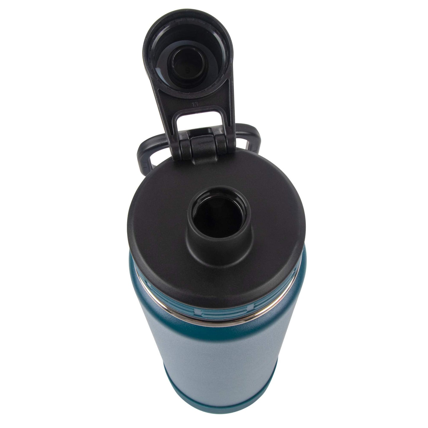 ThermoFlask Stainless Steel Water Bottles 2-Pack - Double-Wall Vacuum Insulated 24 oz BPA-Free Spout Lids - Keeps Drinks Cold 24 Hrs, Hot 12 Hrs - Leakproof, Dishwasher Safe, Mayan Blue/Black