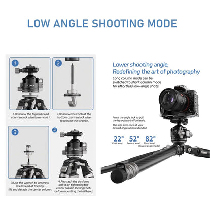 YC Onion Tako T23 Carbon Fiber Tripod with BC44 Ball Head I 10kg Load I One-Flip Quick Release I 1825mm Max Height I Dust-Proof Joints for Low-Angle/Macro Photography