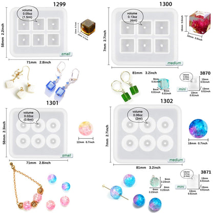 Beads Resin Molds with Hole for Gemstone Cabochon Jewelry Casting 14-Count