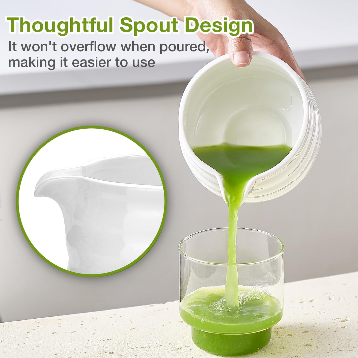 Matcha Whisk Set, Japanese Tea Set (5pcs) includes Matcha Bowl with Spout (19 oz), Bamboo Whisk and Matcha Scoop, Whisk Holder, Stainless Steel Sifter, Tea Making Tools, Matcha Kit