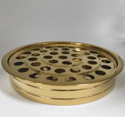 Communion Holy Wine Serving Cup Tray with Cover, Stainless Steel Brass Color Communion Tray Set with 160pcs Disposable Cups for Churches Supplies