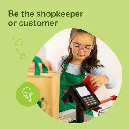 Melissa & Doug, Fresh Mart Pretend Grocery Store, Kids Cash Register with Scanner, Shelves, & Conveyor Belt, Kids Toys for Girls & Boys