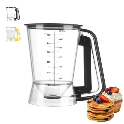 Lavius Pancake Batter Dispenser 5-Cup Batter Pourer for Maker Pancakes, Waffles, Crepes, Muffins, Cupcakes, Easy Squeeze Grip Handle with Proof Nozzle, Precise Baking Tools (Black)