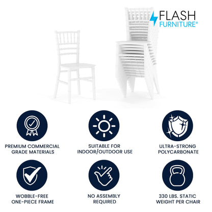 Flash Furniture Hercules Series Children's Resin Event Chairs, Commercial/Residential All Occasion Chairs for Kids, 330 lb. Static Weight Capacity, Set of 10, White