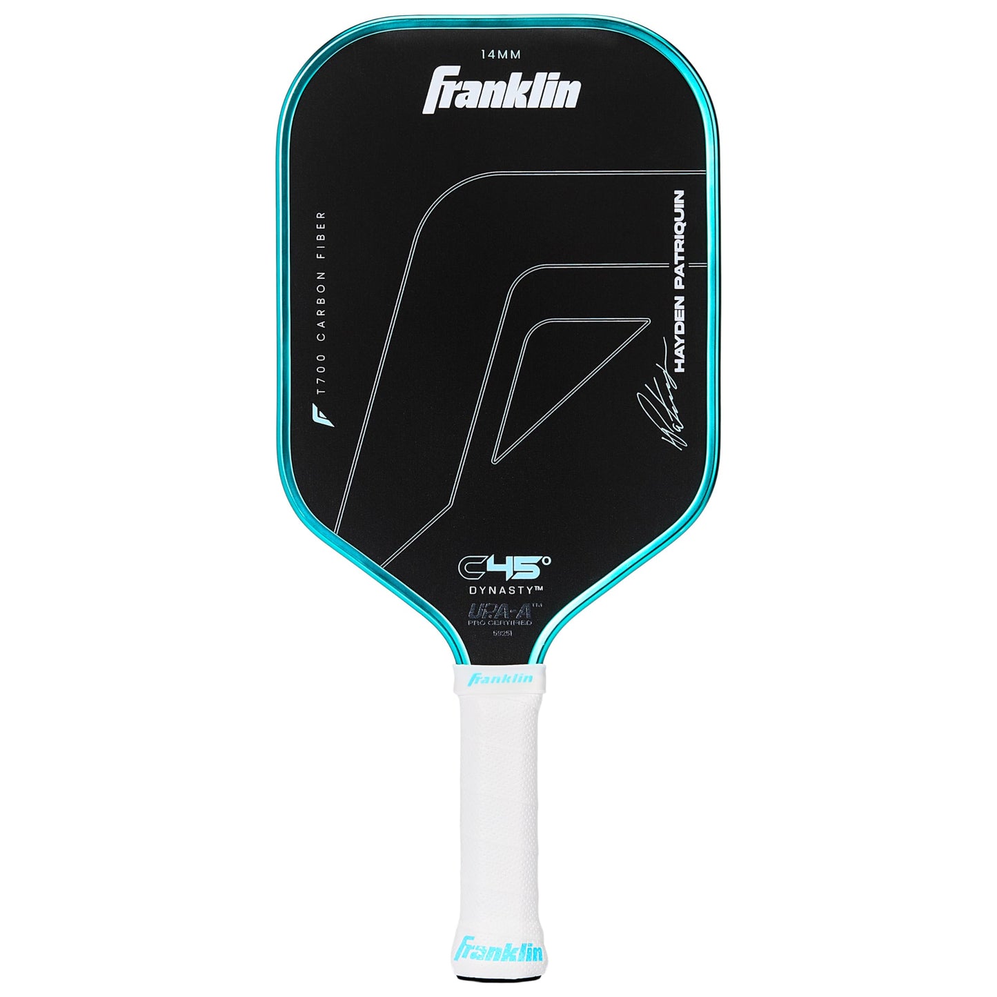 Franklin Sports Pro Pickleball Paddles - Hayden Patriquin C45 Carbon Fiber Series - Official USAP + UPA Approved Pickleball Paddle - Elongated Pro Player Design - 14mm Polymer Core - Laguna