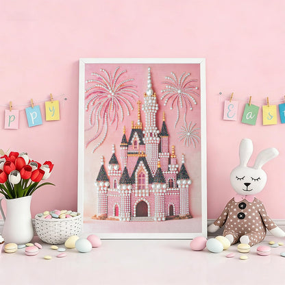 SuuTang 5D Diamond Art Pearl Painting Kits for Adults & Beginner, Special Shape Castle Beaded Art Kit 13.8x17.8inch, DIY 3D Plastic Pearl Diamond Dots Gem Art Craft, Home Wall Holiday Decor Gift