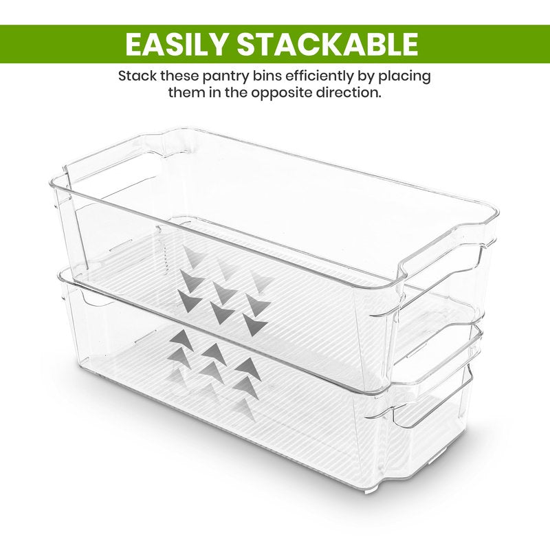 Utopia Home - Fridge & Refrigerator Organizer Bins (8 Pack), Clear Stackable Durable Plastic Storage Containers with Easy Grip Handles for Pantry, Kitchen Cabinets & Countertops
