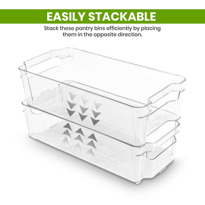 Utopia Home - Fridge & Refrigerator Organizer Bins (8 Pack), Clear Stackable Durable Plastic Storage Containers with Easy Grip Handles for Pantry, Kitchen Cabinets & Countertops