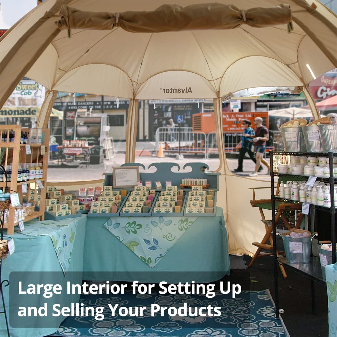 Alvantor® Pop Up Canopy Tent - Vendor Booth Event Tent - 12x12 Pop Up Canopy for Commercial Activity - Camping Gazebos - Beige