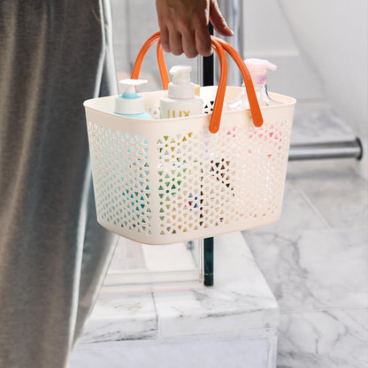 Hedume 2 Pack Portable Shower Caddy Basket, Plastic Organizer Storage Tote with Handle for Bathroom, Kitchen, Camp