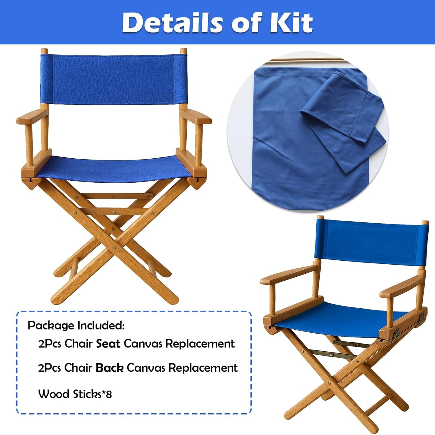 18''L 15''W 2 Set 18'' 19.7''L 6.3''W STAY GENT X Directors Chair Replacement Canvas for Director Chairs, Replacement
