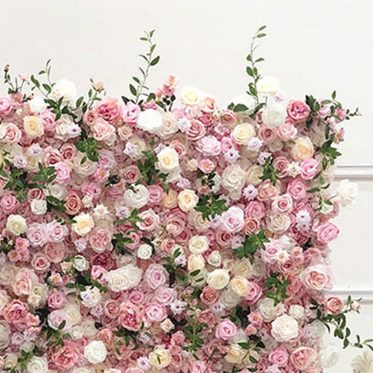 Handmade Pale Pink Champagne Rose Wall Large Artificial Flower Wall Backdrop Panels,Rose Wedding Backdrop 3D Floral Wall Fabric Flower Wall For Party Baby Shower Bridal Weddin,1m*1m/3.28*3.28FT