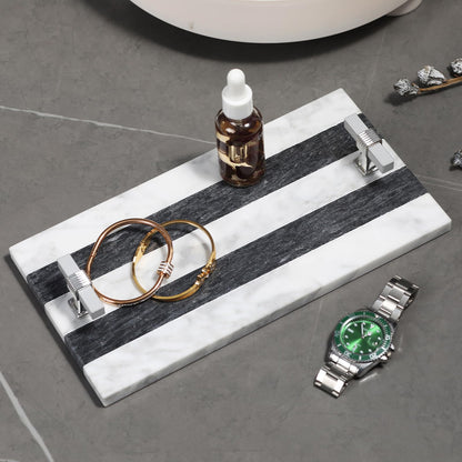 Guest Towel Holder Tray for Bathroom, Marble Guest Napkin Holder, Disposable Hand Towel Holder, White and Black Bathroom Accessories Decor, Paper Towel Holder Tray, Napkin Tray wash Cloth Holder