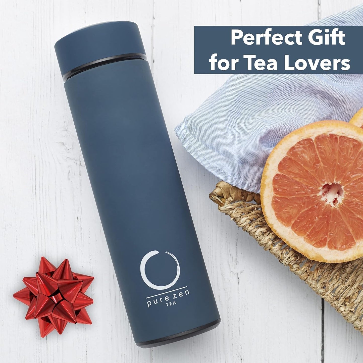 15oz Pure Zen Tea Thermos with Infuser for Hot and Cold Infusions - Stainless Steel - Tea Infuser Bottle - Leakproof