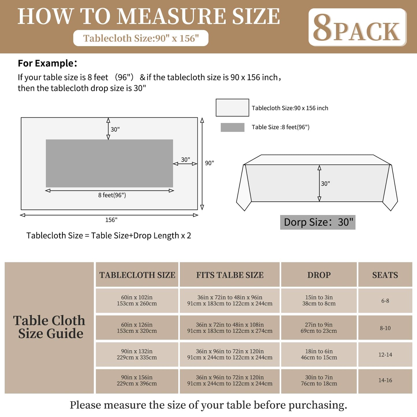 8 Pack Rectangle Tablecloth 90 x 156 inch Burgundy Polyester Table Cloth for 8 Feet Tables,Washable Fabric Stain and Wrinkle Resistant Table Cover Table Clothes for Wedding Parties Banquet Kitchen