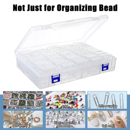 PercyEffie 3 Pack Bead Organizer Box,135Pcs Small Clear Storage Boxes with 3 Ppcs Labels, Mini Clear Storage Containers Boxes with Hinged Lid Jewelry DIY Bracelet Screws Seeds Small Parts