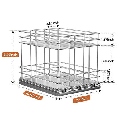 Pull Out Spice Rack Organizer for Cabinet, Slide Out Spice Racks, Easy to Install, 2.1''Wx10.35''Dx8.26''H, 3 Drawers 2 Tiers(Black)