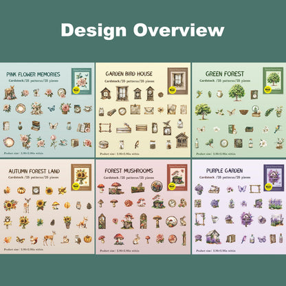 AuriicLeaf Woodland Forest Cardstock Sticker Set, 150PCS Vintage Nature-Themed Stickers for Scrapbooking, Journaling, Collage, and DIY Crafts