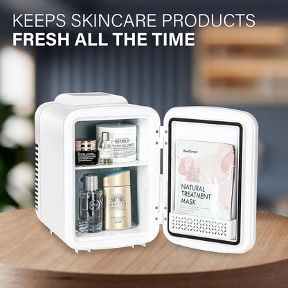 HealSmart 4 Liter 6 Can Portable Mini Fridge 100% Freon-Free Cooler & Warmer for Drinks, Food, Medications