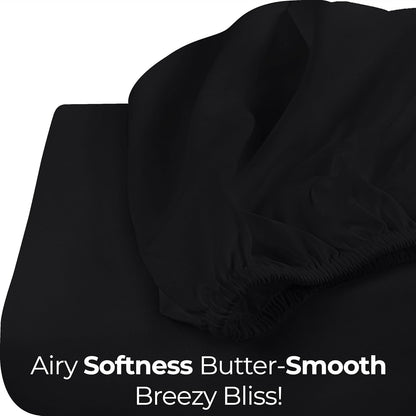 Utopia Bedding Twin Fitted Sheet - Deep Pocket Soft Microfiber - Fade Resistant & Easy Care | Black
