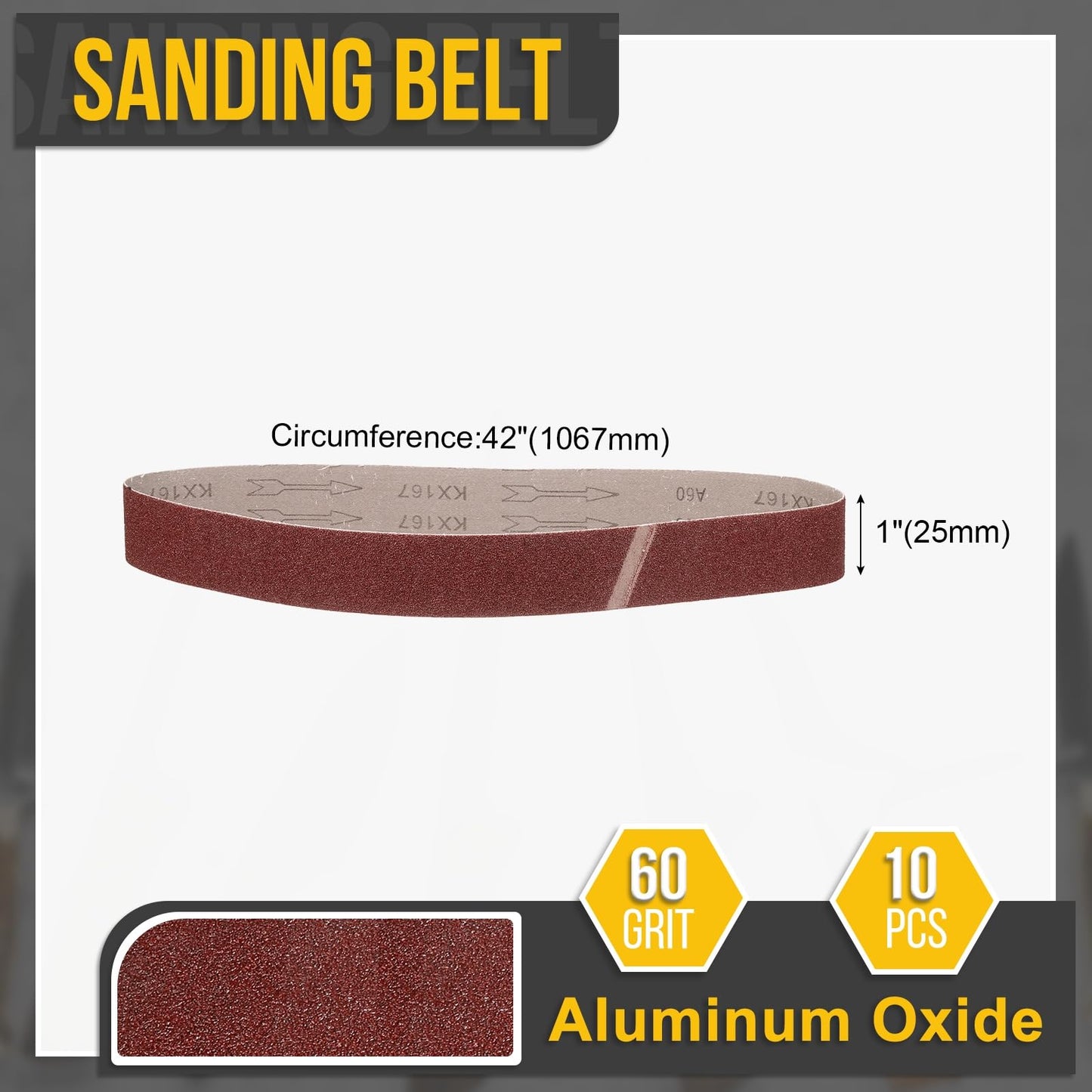CoCud 1 x 42 Inch Sanding Belt, 10 Pcs 60 Grit Knife Sharpener Belts Work Sharpening for Belt Sander Knife Carving Tool Metal Working