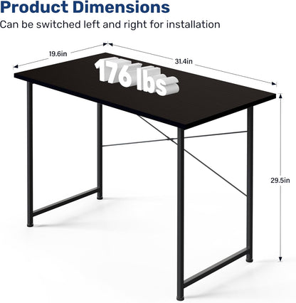YSSOA 32 Inch Black Computer Desk, Modern Simple Home Office Work Study Writing Table with Headphone Hooks