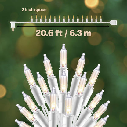 Holiday Essence 20 Ft Clear Warm White Christmas String Lights Set, 100 Decorative Lights for Indoor Outdoor Use