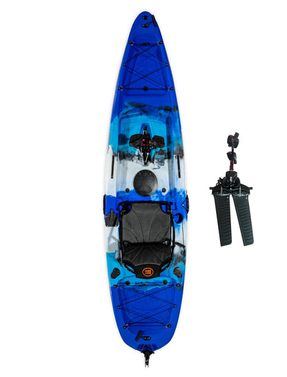 Upgraded Brooklyn 12.0 Single Pedal Kayak by BKC, Lightweight 12-Foot Sit-On-Top Pedal-Drive Kayak with Rudder, Stable Fishing & Touring Design, 440 lb Capacity, Storage Hatches