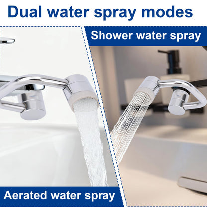 Universal Rotating Faucet Extender, 1080° Swivel Extension Sink Aerator with Dual Spray Modes & Adjustable Rotatable Robotic Arm, for Bathroom Kitchen 15/16'' Accessories & 55/64'' Threads Parts