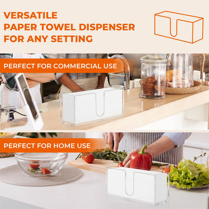 1PACK Paper Towel Holder, Countertop Paper Towel Dispenser Bathroom Paper Hand Towels Dispensers Clear Acrylic Napkin Holder Suitable for Z-fold, C-fold or MultiFold Trifold for Bathroom Kitchen