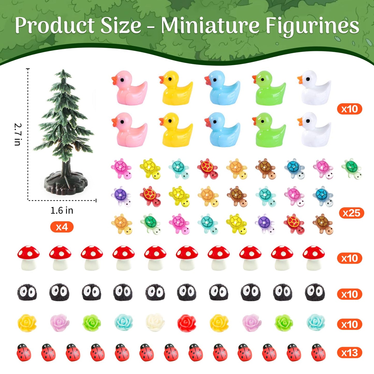 DEERSJUMP 111 Pcs Mini Garden Accessories Decorations Outdoor Kit Resin Mini Figurines Owl Bunny Squirrel and More for Miniature Garden, Yard, DIY Village Decoration