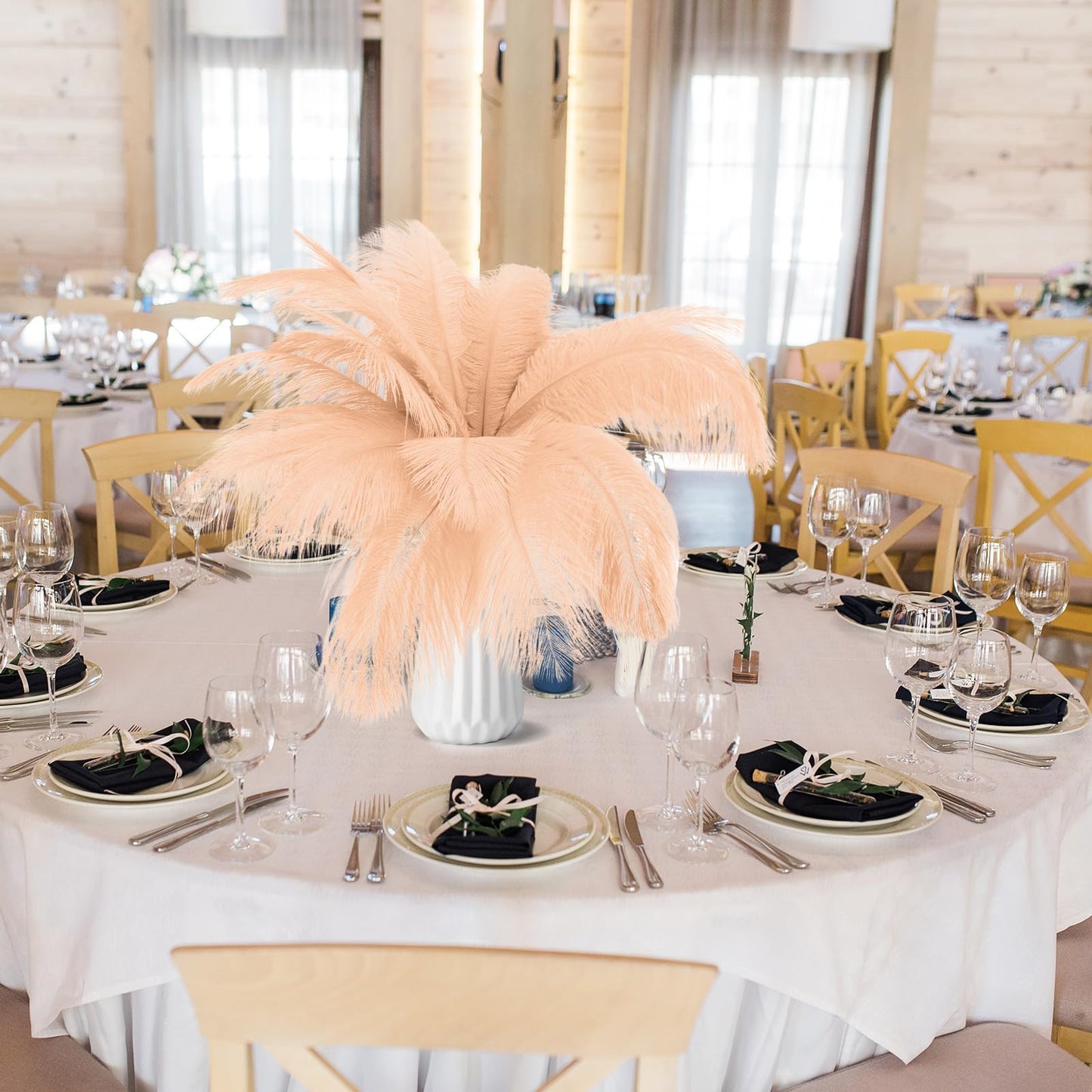 80pcs 15-17 inches (38-43 cm) Natural Bulk Ostrich Feathers Kit. Kits Contain 8-10 inches of Feathers and 7 inches of White Feather Sticks.for Various DIY Projects. (Champagne, 8-10-Inch)