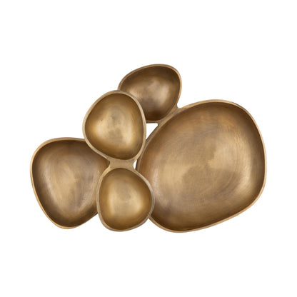 Kate and Laurel Cluso Modern Metal Tabletop Footed Cluster Tray, 14 x 10, Antique Brass, Sculptural Cast Aluminum Food-Safe Tray for Kitchen or Entryway Decor