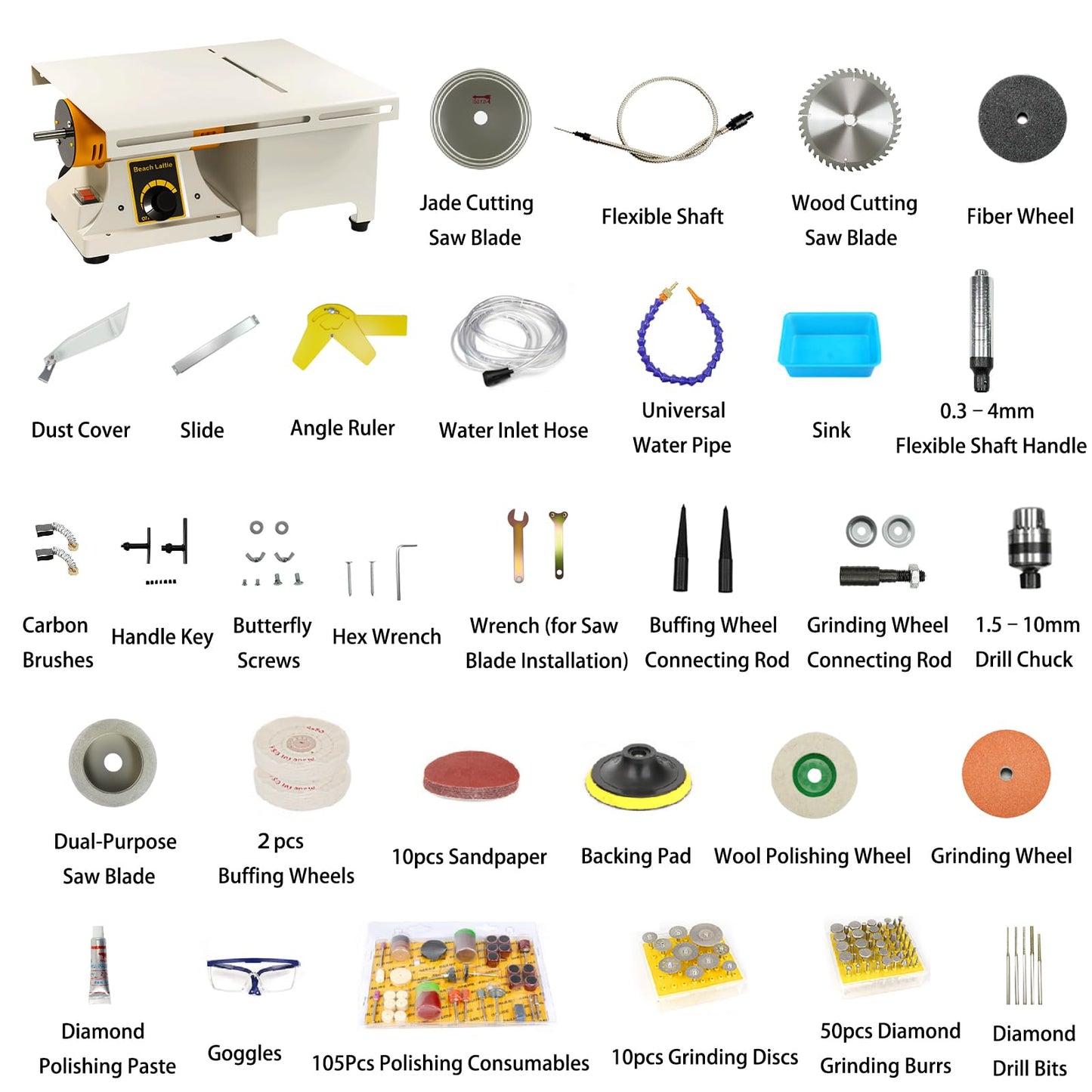 Jewelry Lapidary Rock Saw Machine, 110V 750W Lapidary Equipment with Adjustable Speed, Mini Table Saw for Cutting Grinding Drilling & Polishing Gem Stones Jade Agate Wood Beeswax