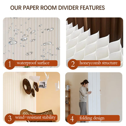 Paper Room Divider Temporary Wall Foldable Wall Divider Retractable Room Dividers and Folding Privacy Screens for Home/Office/Clothing Store/Enterprise/Studio