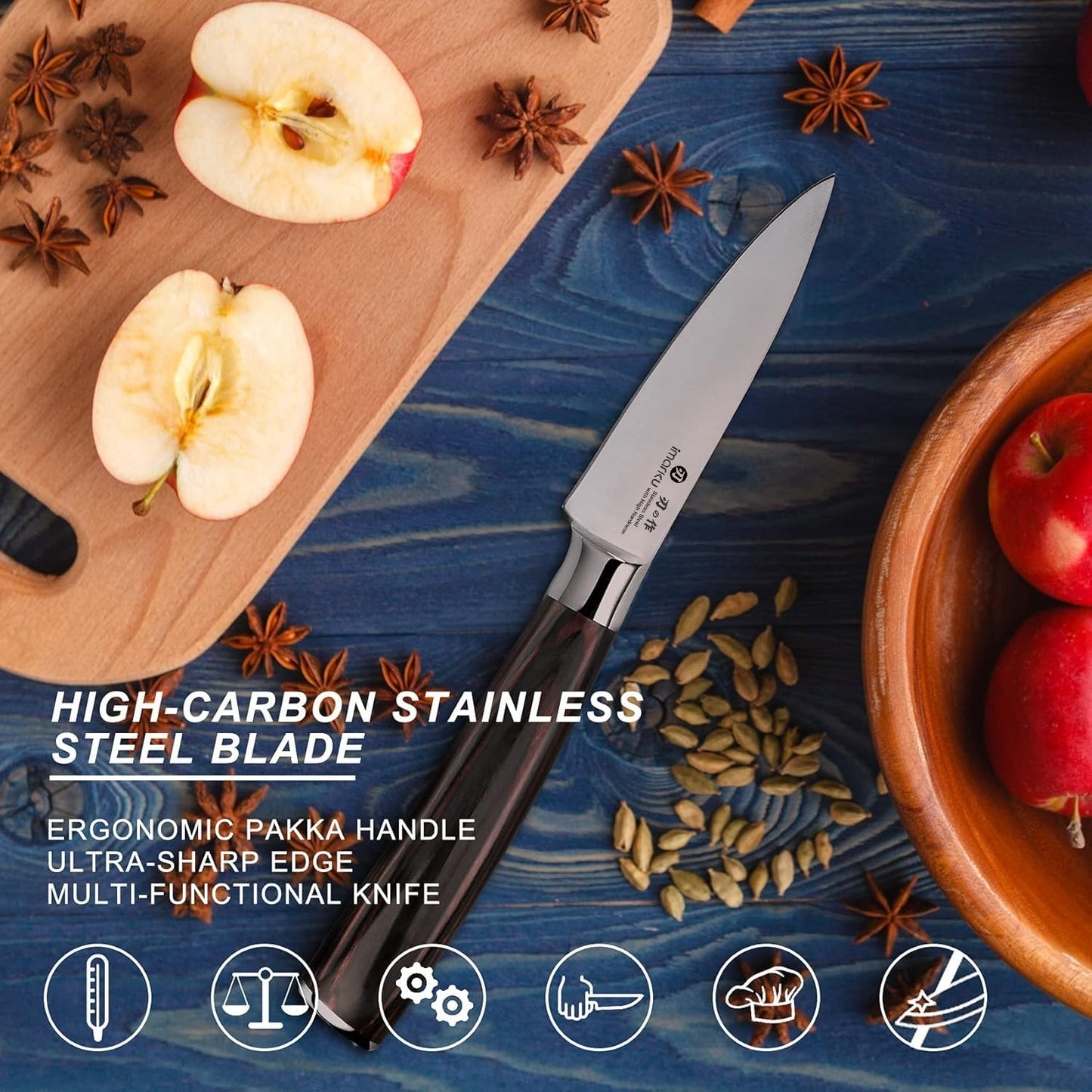 imarku Paring Knife - Paring Knives, 3.5 Inch Small Kitchen Knifes - Japanese High Carbon Stainless Steel Fruit Knife, Ergonomic Pakkawood Handle, Ultra Sharp Blade, Unique Gifts for Men and Women