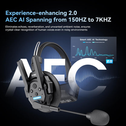 SYNCO XTalk XPro Wireless Intercom Headset with Antenna Enhanced Signal Reception 2.4GHz Full Duplex Random Master Device Design for Team Communication Headset (Xpro2 Two Users)