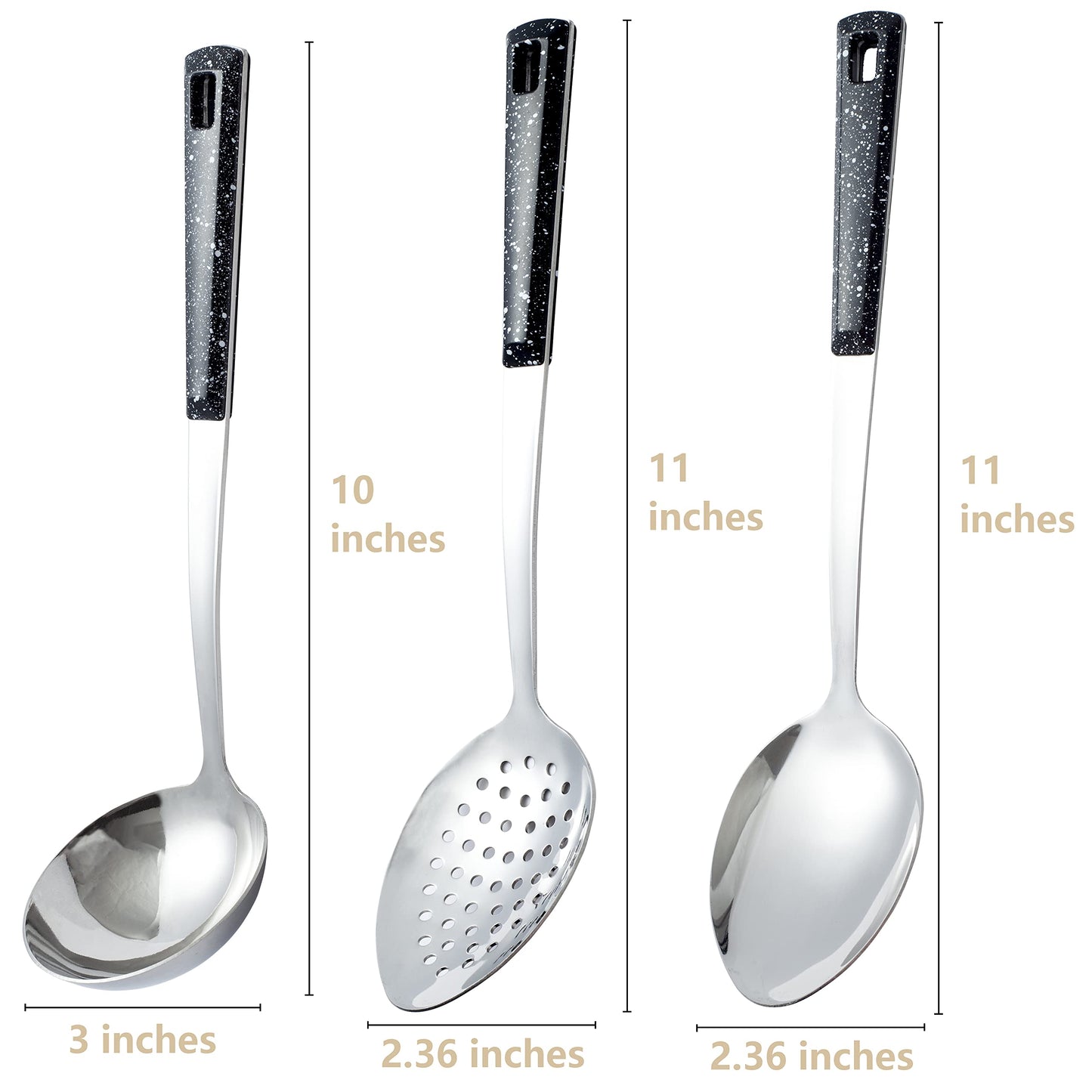 Stainless Steel Serving Spoons Set with Slotted Spoon, Serving Spoon and Perforated Spoons, soup ladle,kitchen cooking utensils set