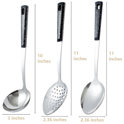 Stainless Steel Serving Spoons Set with Slotted Spoon, Serving Spoon and Perforated Spoons, soup ladle,kitchen cooking utensils set