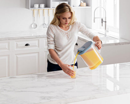 Tribello Pitcher with Lid 1 Gallon, Slim Clear Plastic Water Pitcher with Pivot-top Spout Lids, Iced Tea Pitcher for Fridge, Freezer/Dishwasher Safe, and BPA/Phthalate Free