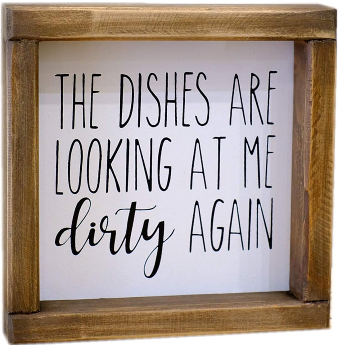 Lavender Inspired Funny Kitchen Sign - The Dishes are Looking at Me Dirty Again, Mini Farmhouse Decor