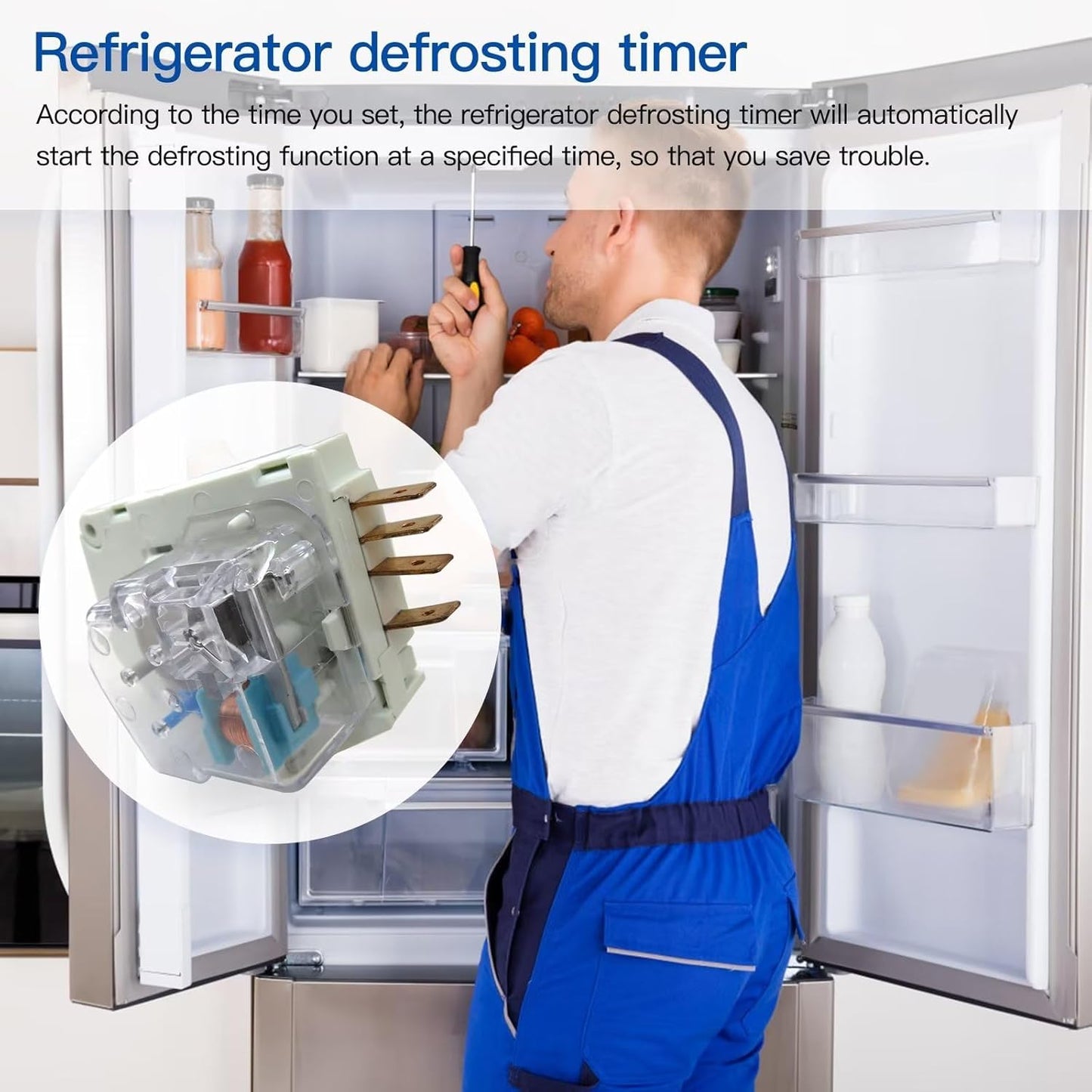 Refrigerator Defrost Timer Replacement for Frigidaire & Kenmore, Models 215267800, 215846605